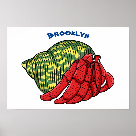 Cute hermit crab cartoon illustration poster (Voorkant)