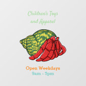 Cute hermit crab cartoon illustration raamsticker (Vel)