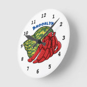 Cute hermit crab cartoon illustration ronde klok (Hoek)