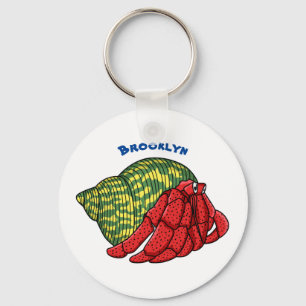 Cute hermit crab cartoon illustration sleutelhanger