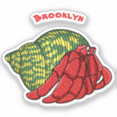 Cute hermit crab cartoon illustration sticker (Voorkant)