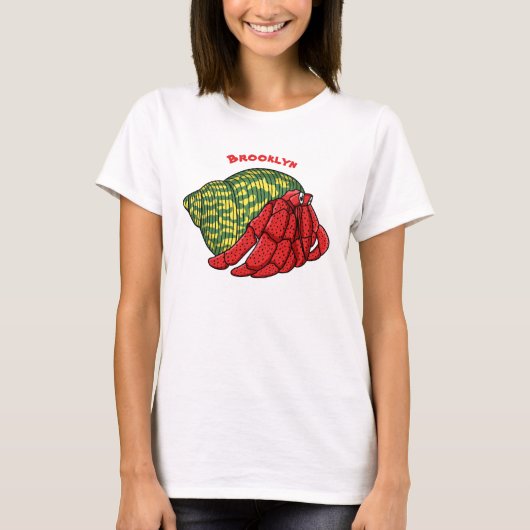 Cute hermit crab cartoon illustration t-shirt (Voorkant)