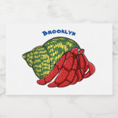Cute hermit crab cartoon illustration voedselcontainer etiket (Enkel label)