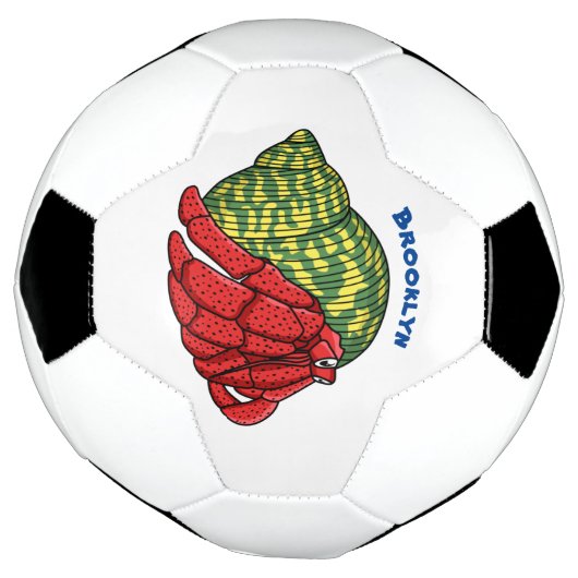 Cute hermit crab cartoon illustration voetbal (Gedraaid)