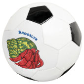 Cute hermit crab cartoon illustration voetbal (Drie kwart)