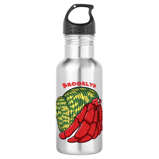 Cute hermit crab cartoon illustration waterfles  (Voorkant)