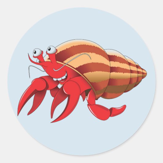 Cute Hermit Crab Ronde Sticker (Voorkant)