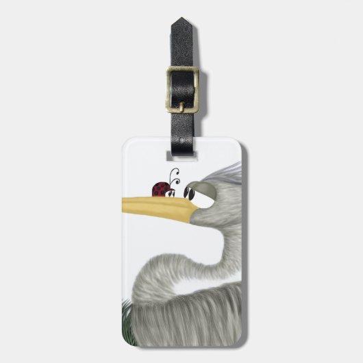 Cute Heron en Ladybug Bagagelabel (Voorkant verticaal)