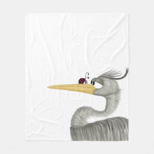 Cute Heron en Ladybug Fleece Deken (Voorkant)