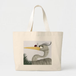 Cute Heron en Ladybug Grote Tote Bag