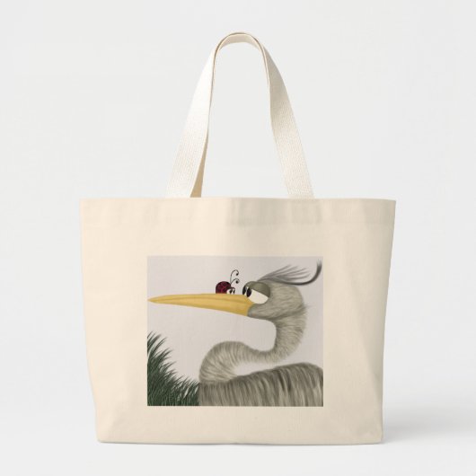 Cute Heron en Ladybug Grote Tote Bag (Voorkant)