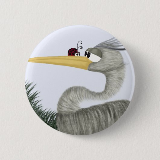 Cute Heron en Ladybug Ronde Button 5,7 Cm (Voorkant)