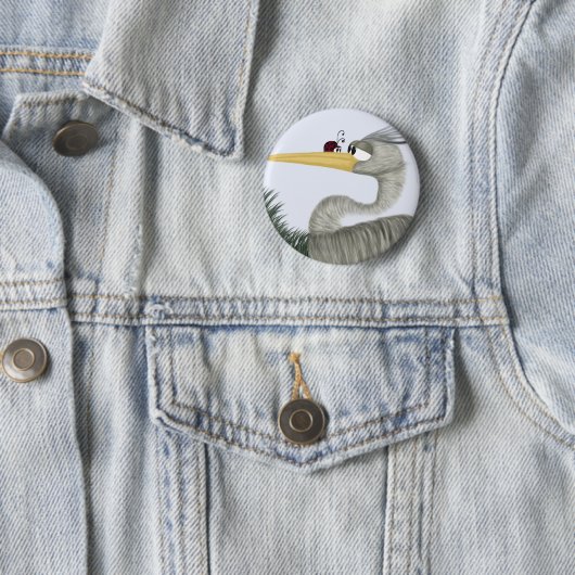 Cute Heron en Ladybug Ronde Button 5,7 Cm (In situ)