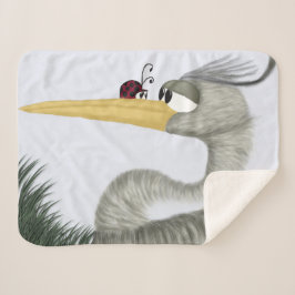 Cute Heron en Ladybug Sherpa Deken