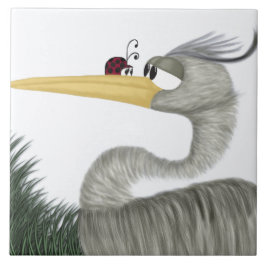 Cute Heron en Ladybug Tegeltje