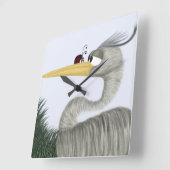 Cute Heron en Ladybug Vierkante Klok (Hoek)