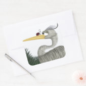 Cute Heron en Ladybug Vierkante Sticker (Envelop)