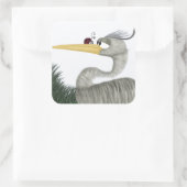 Cute Heron en Ladybug Vierkante Sticker (Tas)