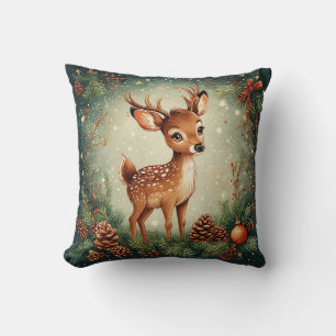 🦌 Cute Hert Kerstkrans Vreugde Kussen