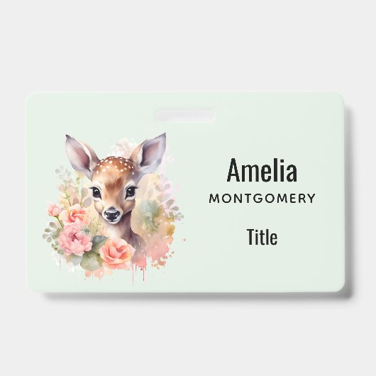 Cute Hert Omringd Door Rozen Badge (Voorzijde)