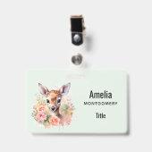Cute Hert Omringd Door Rozen Badge (Voorzijde met clip)