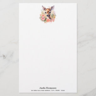 Cute Hert Omringd Door Rozen Briefpapier
