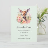 Cute Hert Omringd Door Rozen Save The Date (Staand voorkant)