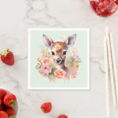Cute Hert Omringd Door Rozen Servet (Insitu)