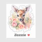 Cute Hert Omringd Door Rozen Sticker (Vel)