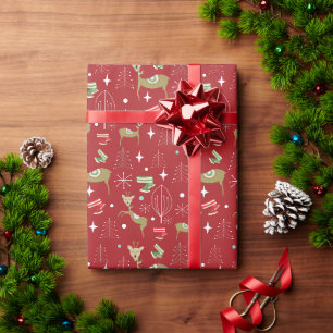 Cute herten met kerstbomen en sneeuwvlokken cadeaupapier