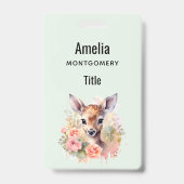 Cute Herten Omringd Door Rozen Badge (Achterkant)