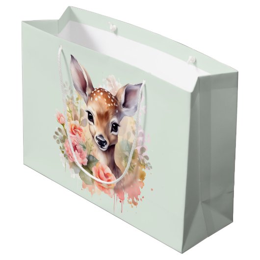 Cute Herten Omringd Door Rozen Groot Cadeauzakje (Achterkant Gekanteld)
