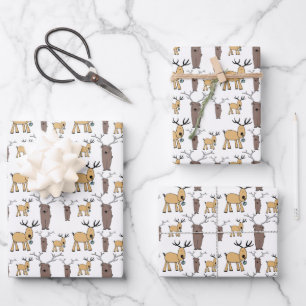 Cute Hertengewei Bull Elk Hand Getekend Baby Cadea Inpakpapier Vel