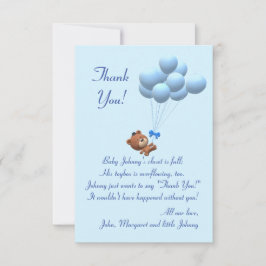Cute Het is een Jongen Teddy Bear en Balloons Them Bedankkaart