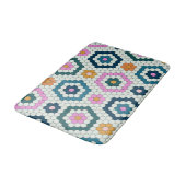 Cute Hexagon Shapes Tegel Pattern Retro Blauwgroen Badmat (Gekanteld)