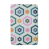 Cute Hexagon Shapes Tegel Pattern Retro Blauwgroen Badmat (Voorkant Verticaal)