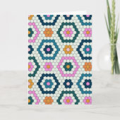 Cute Hexagon Shapes Tegel Pattern Retro Blauwgroen Kaart (Voorkant)