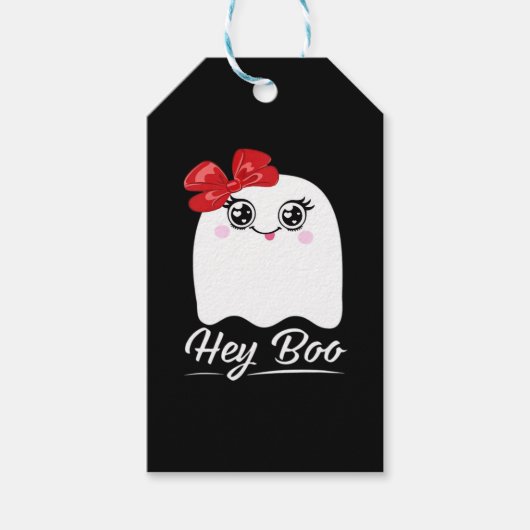 Cute Hey Boo Halloween Design Cadeaulabel (Voorkant)