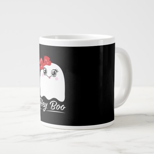 Cute Hey Boo Halloween Design Grote Koffiekop (Voorkant rechts)