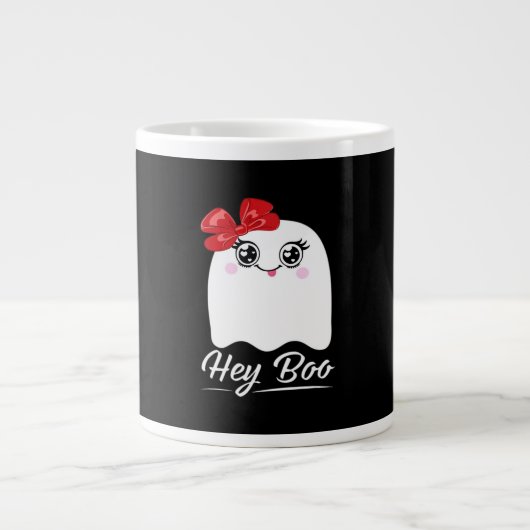 Cute Hey Boo Halloween Design Grote Koffiekop (Voorkant)