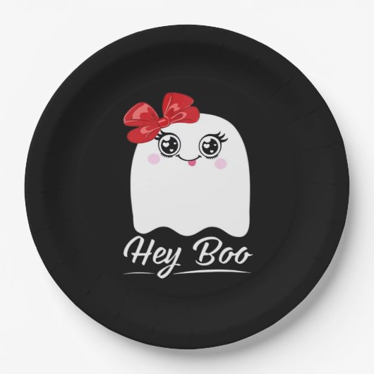 Cute Hey Boo Halloween Design Papieren Bordje (Voorkant)