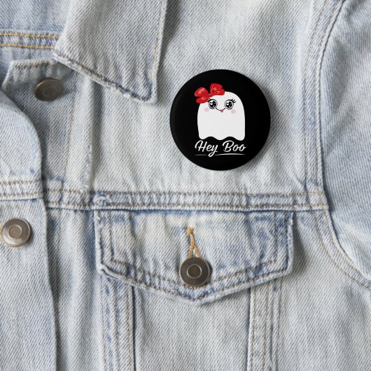 Cute Hey Boo Halloween Design Ronde Button 5,7 Cm (In situ)