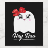Cute Hey Boo Halloween Design Wijn Etiket (Enkel label)