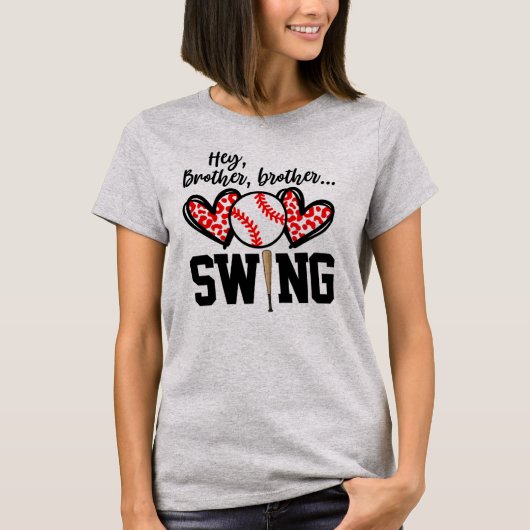 Cute Hey Brother Brother Swing Baseball Brother T-shirt (Voorkant)