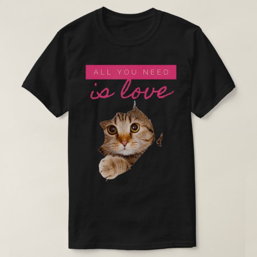 Cute Hidden Kitten Love Message T-shirt (Design voorkant)
