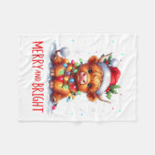 Cute Highland Baby Cow Christmas Lights Merry &amp Fleece Deken (Voorkant (Horizontaal))