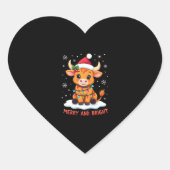 Cute Highland Baby Cow Christmas Lights Merry & Br Hart Sticker (Voorkant)
