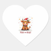 Cute Highland Baby Cow Christmas Lights Merry & Br Hart Sticker (Voorkant)