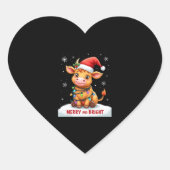 Cute Highland Baby Cow Christmas Lights Merry & Br Hart Sticker (Voorkant)