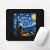 Cute Highland Baby Cow Graphic Van Gogh Style Star Muismat (Met muis)